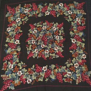 L. L. Bean Vintage Wool Floral Grape Design Colorful Scarf 32.5" x 26"